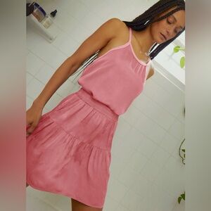 NWT Nation LTD Sateen Pink Quincy Mini‎ Skirt XS Tiered Ruffled Elastic Waist